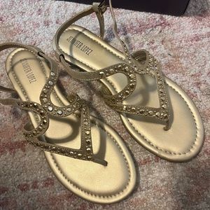 Rhinestone metallic sandals